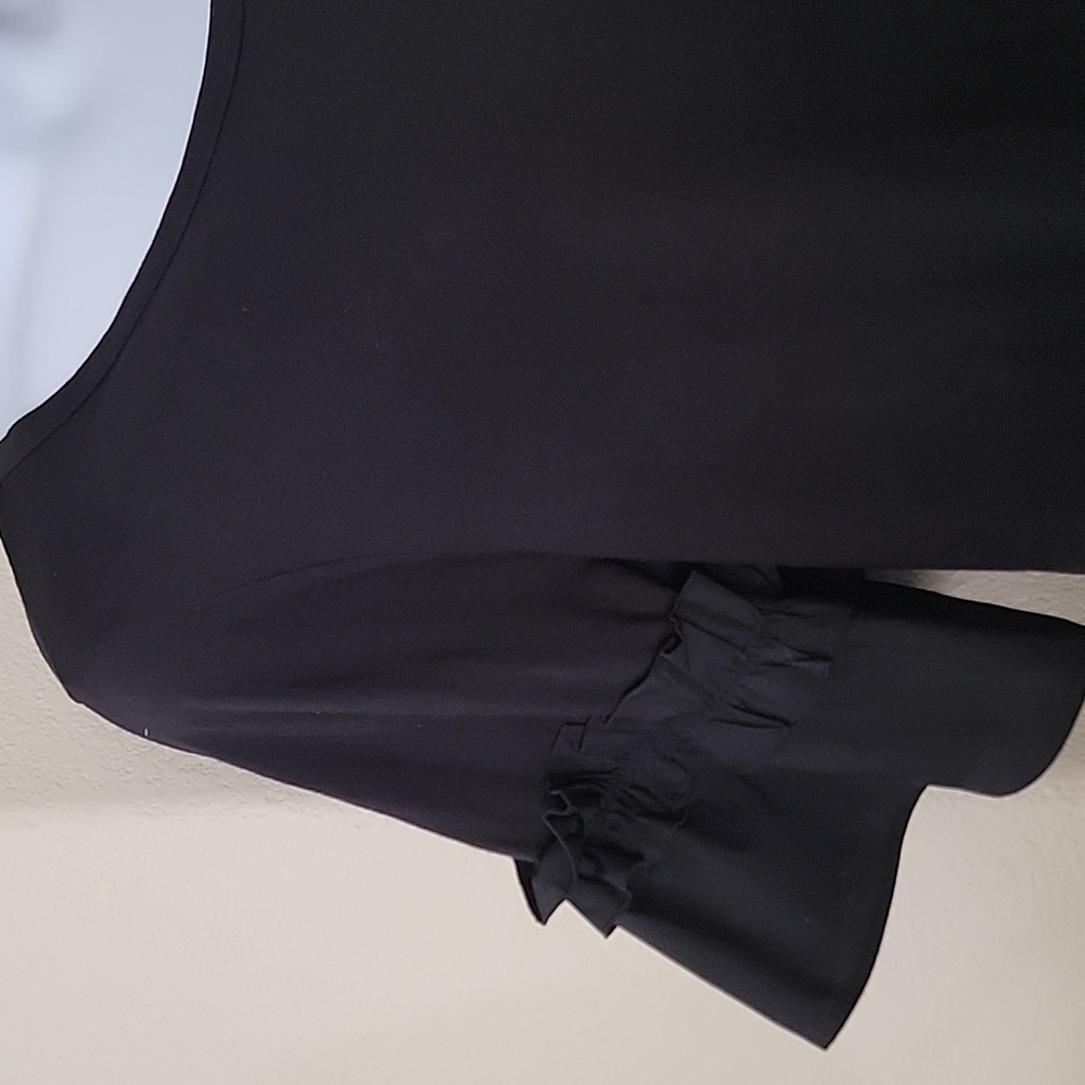 A.N.A Ruffled Bell Short Sleeve Scoop Neck Top Black Size XXL